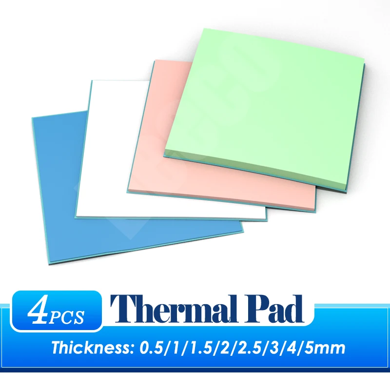 4PCS Silicone Thermal Pads 100X100X0.5MM 1MM 1.5MM 2MM 2.5MM 3MM 4MM 5MM Heat Sink For GPU CPU PC LED Cooler Conduction Blue