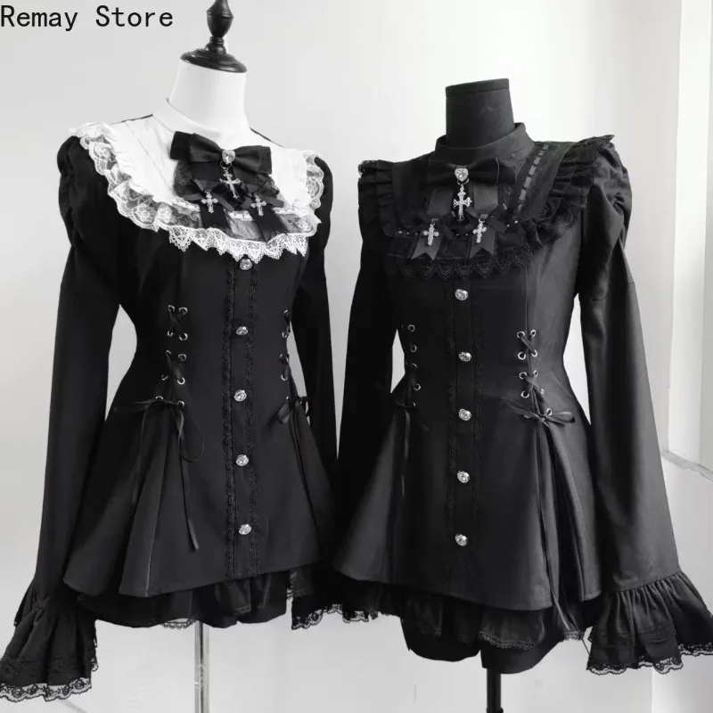 Japanese Sweet Elegant Women's 2 Piece Sets Design Lace Patchwork Y2k Tops + Shorts Skirts Fashion Female Punk Outfits New 2025