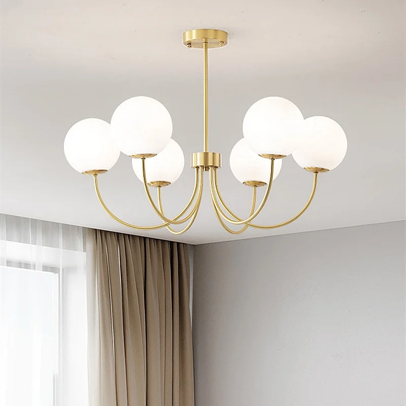 Nordic Light Luxury Modern Iron Glass Chandelier Living Room Bedroom Dining Room Study Pendant Lamps Indoor Lighting Fixtures