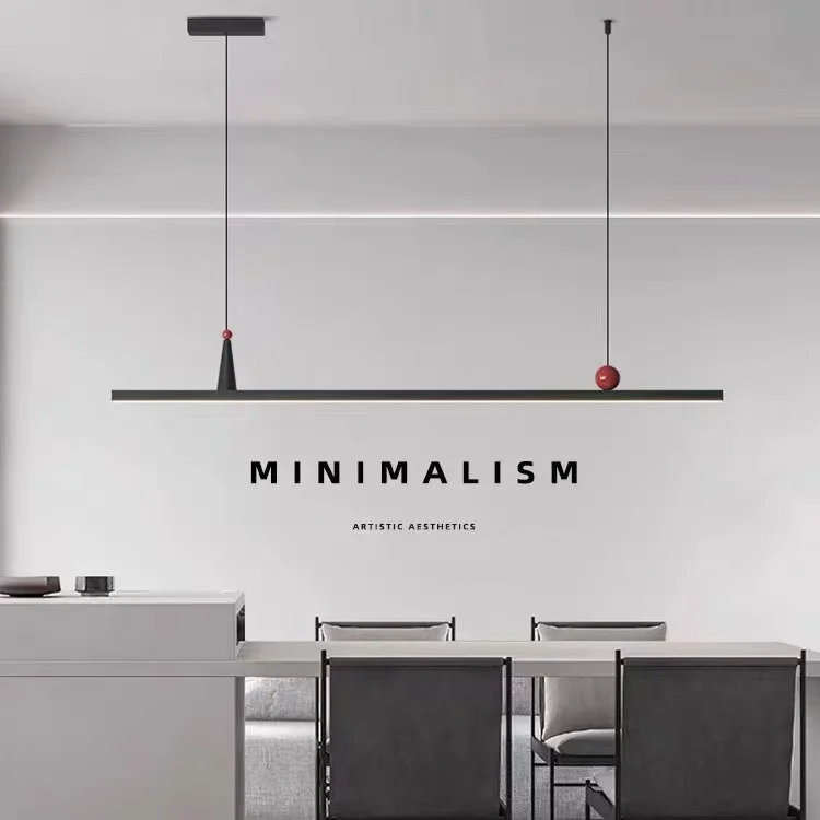 Designer High-End Restaurant Chandelier, Modern and Simple One-Line Long Dining Table and Bar Lamp, Minimalist Hotel Front Desk