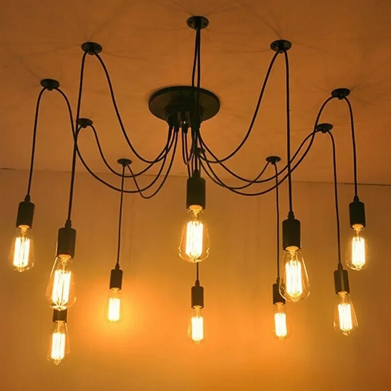 Modern Simple Multi-head DIY Chandelier Colorful Spider Web Chandelier Industrial Style Dining Room Bedroom Creative Light