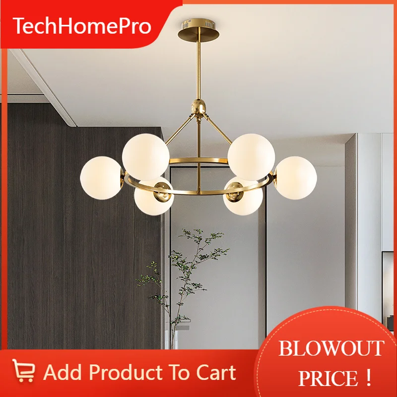 TechHPNordic LED Living Room Ceiling Chandelier Modern Minimalist Bedroom Dining Room Chandelier Lights Luxury Balls Lighting Fi