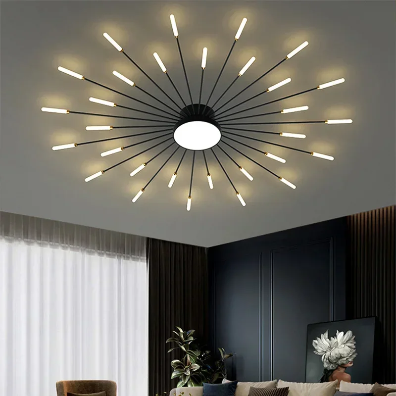 DAMIASMIL LED Ceiling Lamp Modern Acrylic Sunflower Ceiling Lights Brushed Antique Gold Creative Chandelier Lighting