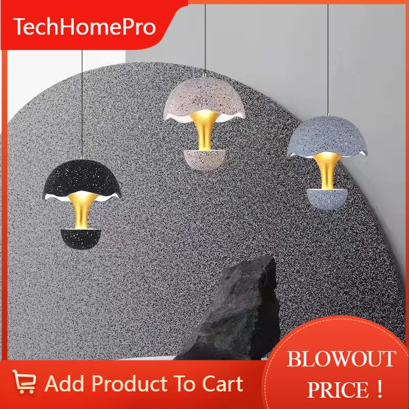 TechHPModern Bedroom Bedside Cement Hanging Pendant Lighting Industrial Style Bar Bar Minimalist Planet Led Small Chandelier