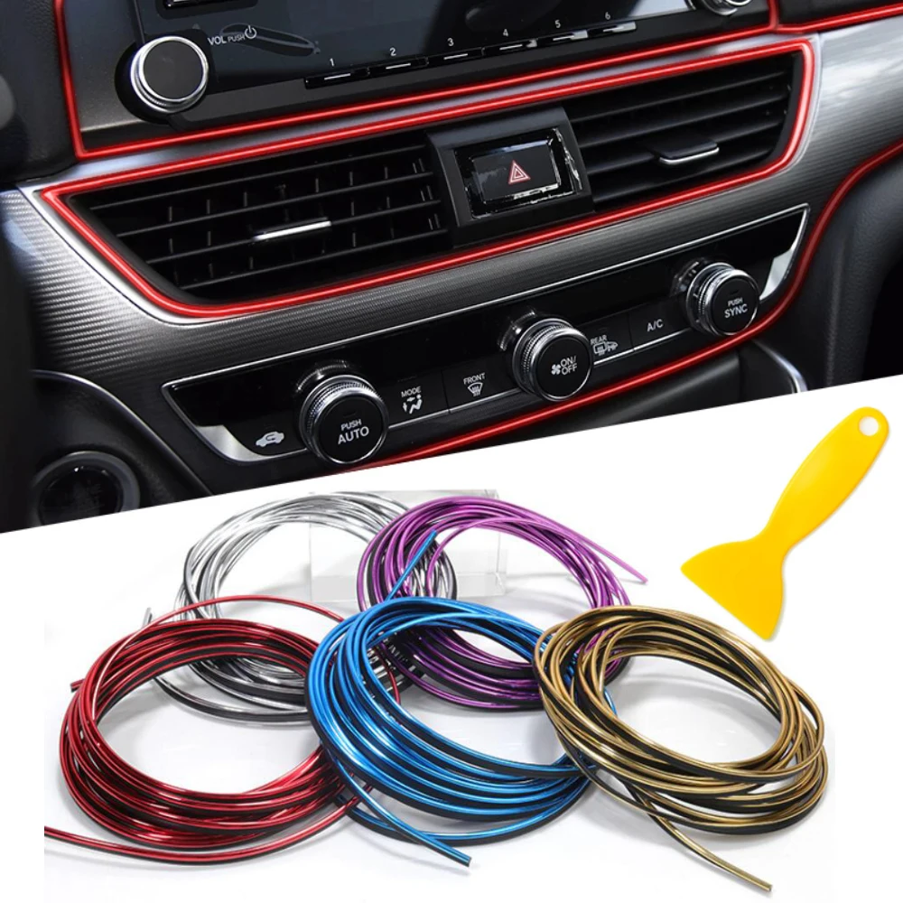 3/5/10M Car Dashboard Door Edge Insert Trim Styling Interior Gap Decorative Moulding Auto Accessories Insert Strip With Scraper