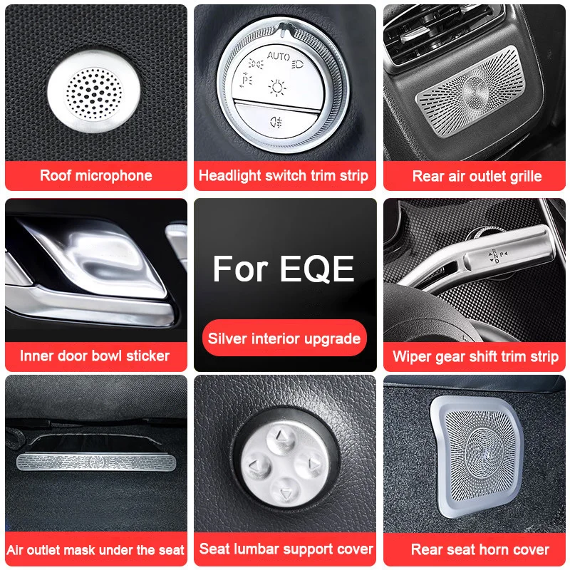 For Mercedes Benz EQE V295 X294 2022 2023 2024 2025 2026, Car Door Horn Cover, Dash Speaker Trim, Interior P Buttons Stickers