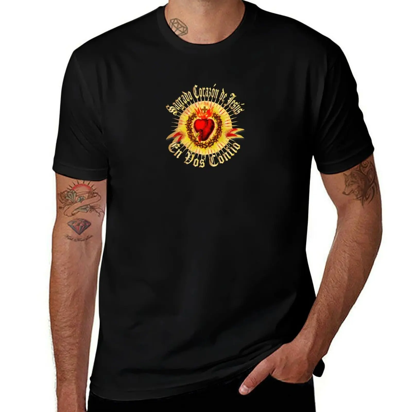Sagrado Corazon de Jesus Spanish for Sacred Heart of Jesus Catholic Detente T-Shirt Plus Size Short Sleeve T-Shirt