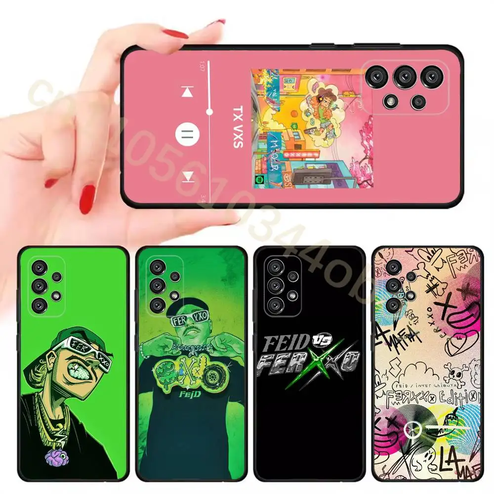 F-Feid FERXXO VOL Sagrado Phone Case For Samsung Galaxy A13,21s,22,31,32,52,53,71,80,A91 Soft Black Cover