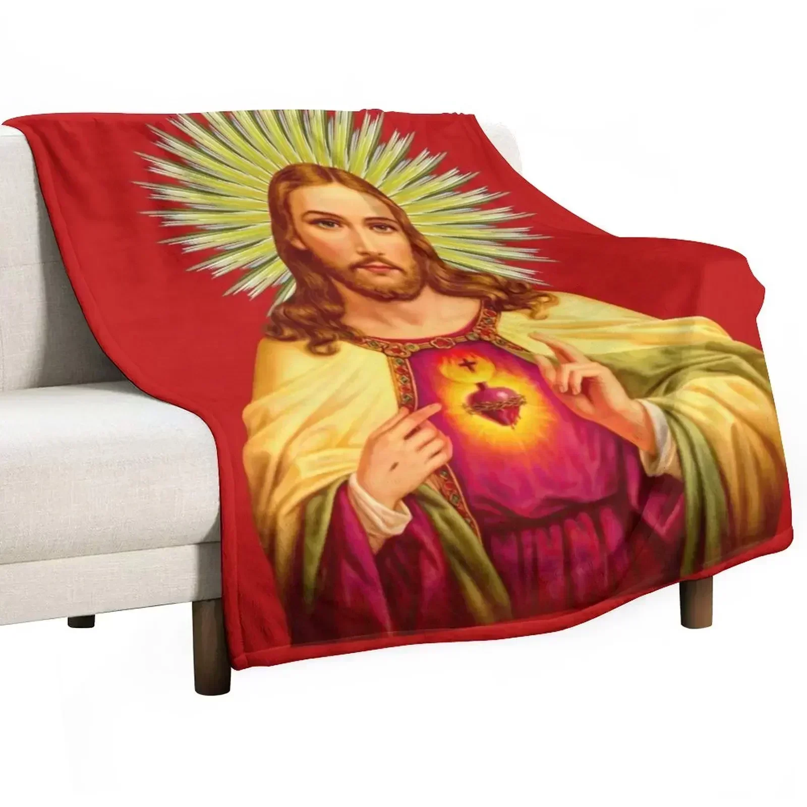 Sacred Heart of Jesus Catholic Detente Sagrado Corazon de Jesus Throw Blanket wednesday bed plaid Kid'S Flannel Fabric Blankets