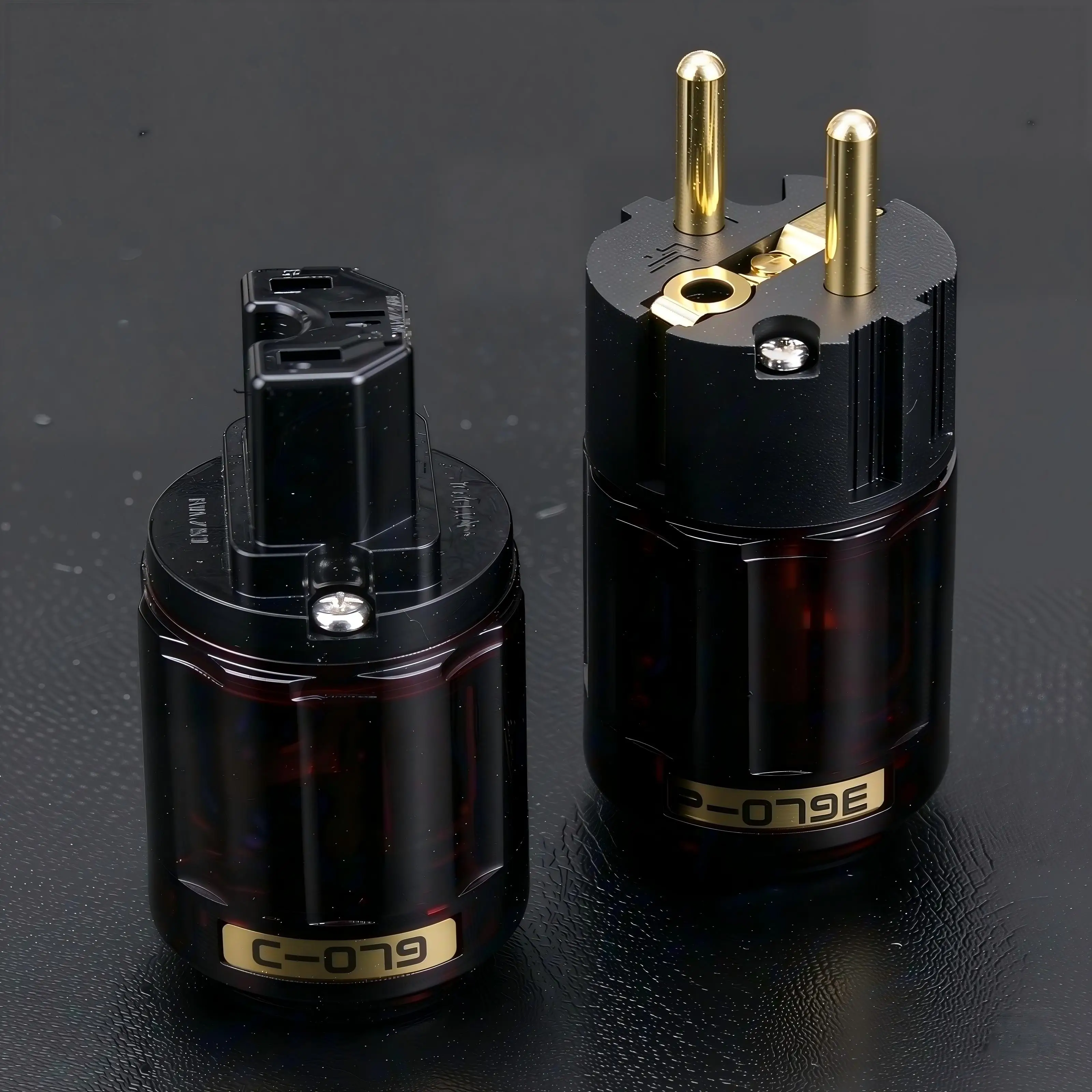 YYAUDIO 1 Pair P-079E/C-079 24k Gold-Plated SCHUKO Power Plug EU Version Power Plug