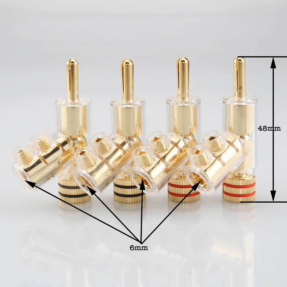 Hifi Audio 4pcs MCA Gold Plated Banana Lock Plugs HiFi Speaker Banana Connector
