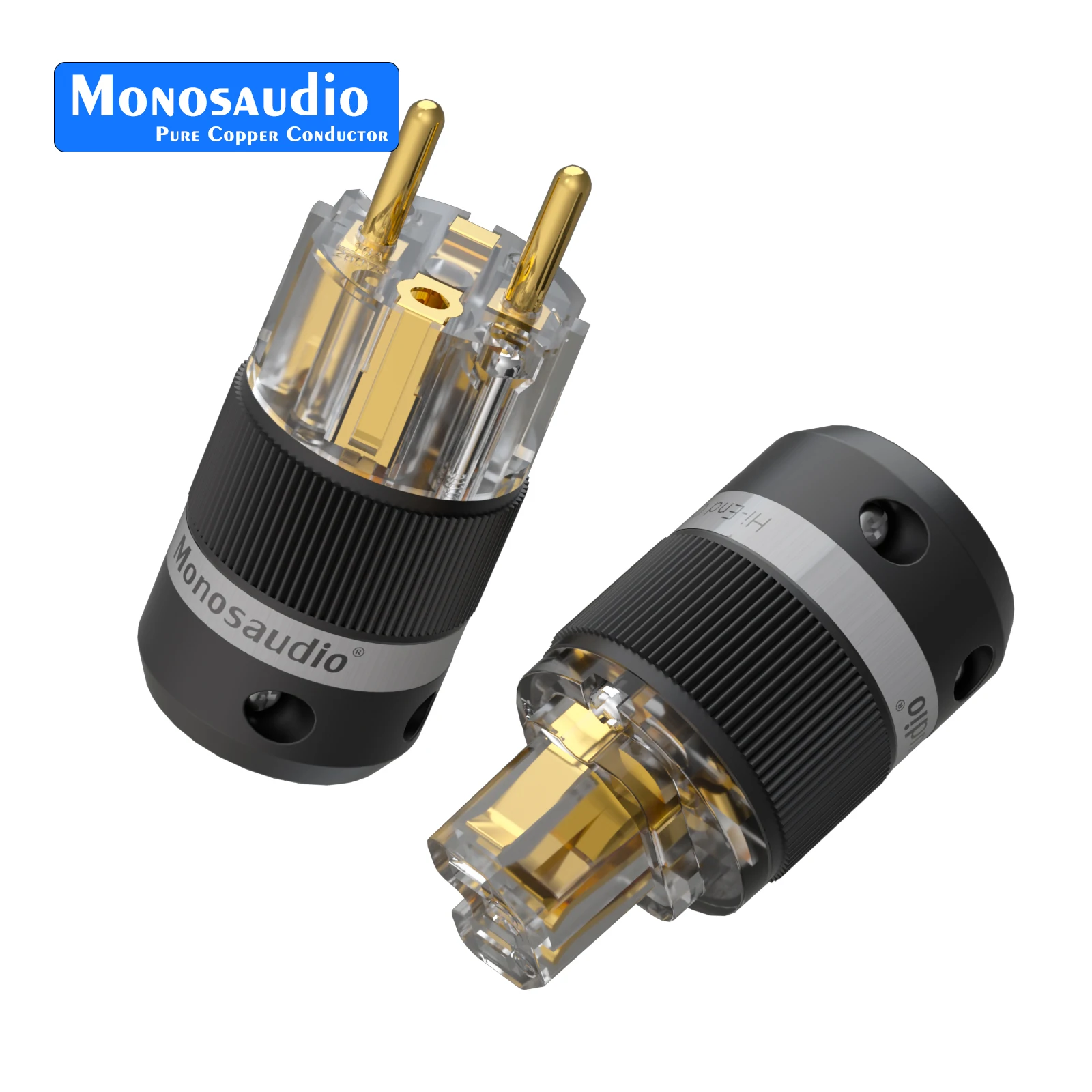 Monosaudio Pure Copper EU Plug E101F101 Power Adapter IEC320 C15 Connector for Audio DIY Mains Power Cable