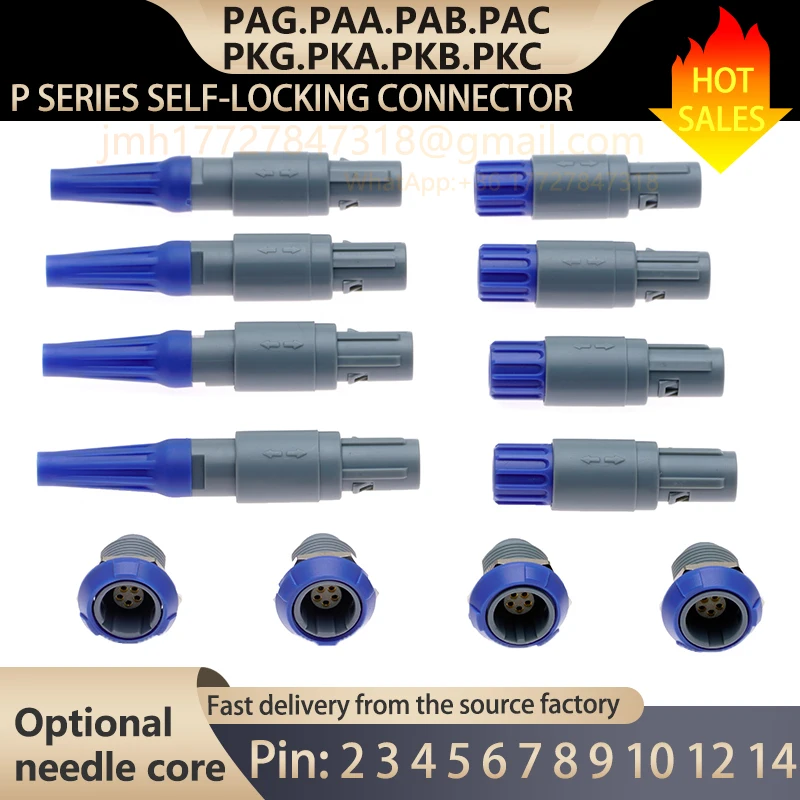 Blue 1P Compatible LEMO Medical Plug PAG.PAA.PAB.PAC Medical Socket PKG.PKA.PKB.PKC 2.3.4.5.6.7.8.9.10.12.14 Pins Connector.