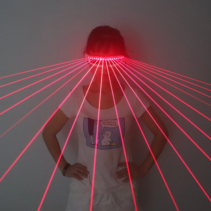 650nm Red Laser Glasses Stage Wear Performance Props Rechargeable LED Glowing Sunglasses For Show Festival Rave Club Party DJ