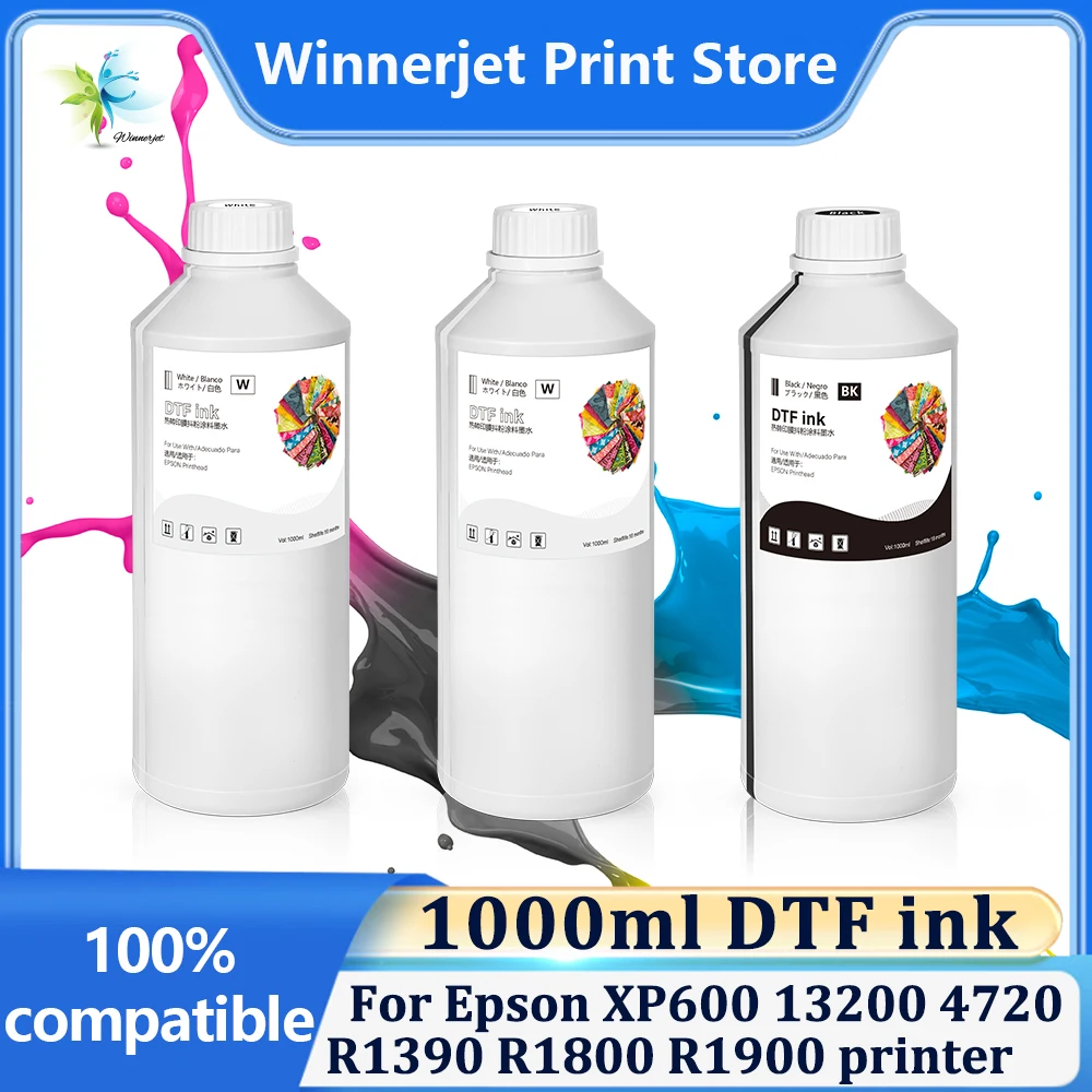 Winnerjet DTF Ink 1000ml for All DTF Printer for XP600 13200 4720 XP-15000 R1390 R1800 R1900 R2400 R2880 R3000 P400 Printer Ink