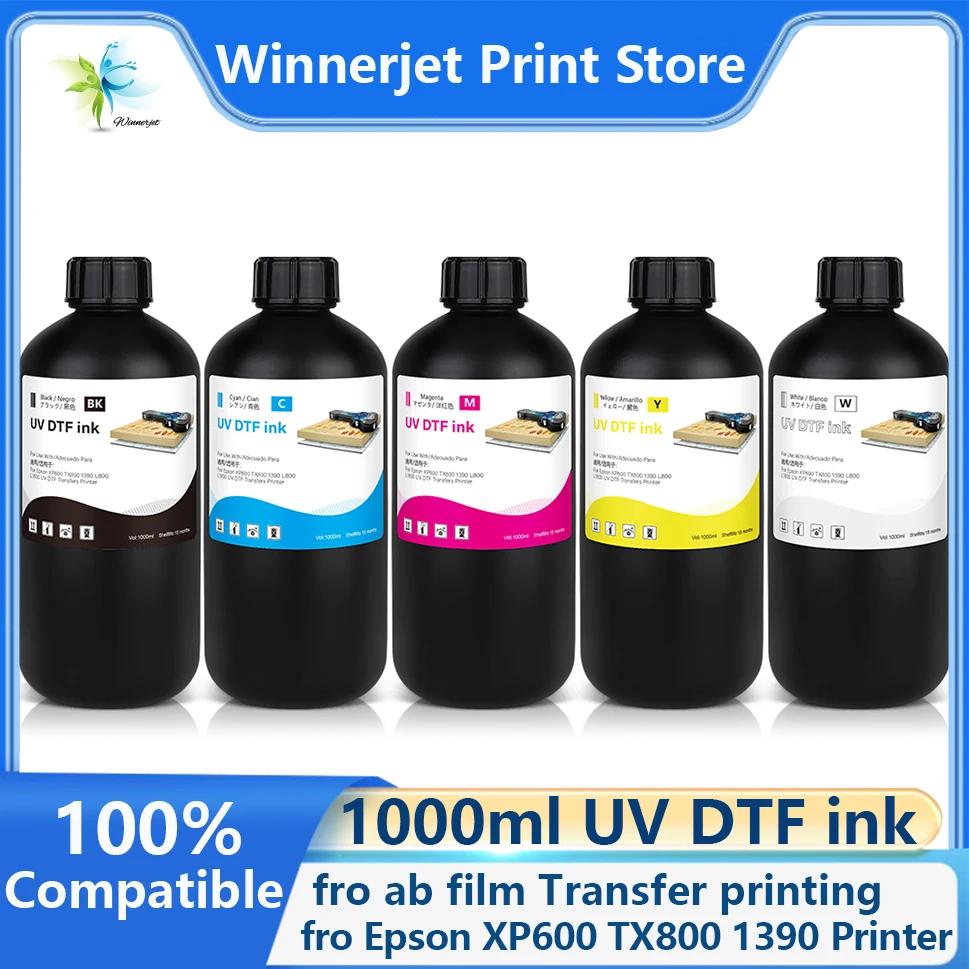 1000ML/Bottle UV DTF Ink and Varnish for UV DTF Film AB for Epson XP600 TX800 1390 L800 L1800 UV DTF Transfers Printer Ink