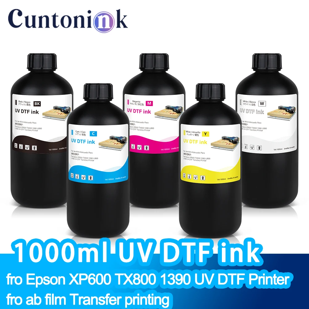 UV DTF Ink 1000ml for AB Film Transfer Printing for Epson XP600 TX800 1390 L800 L1800 UV DTF Transfers Printer
