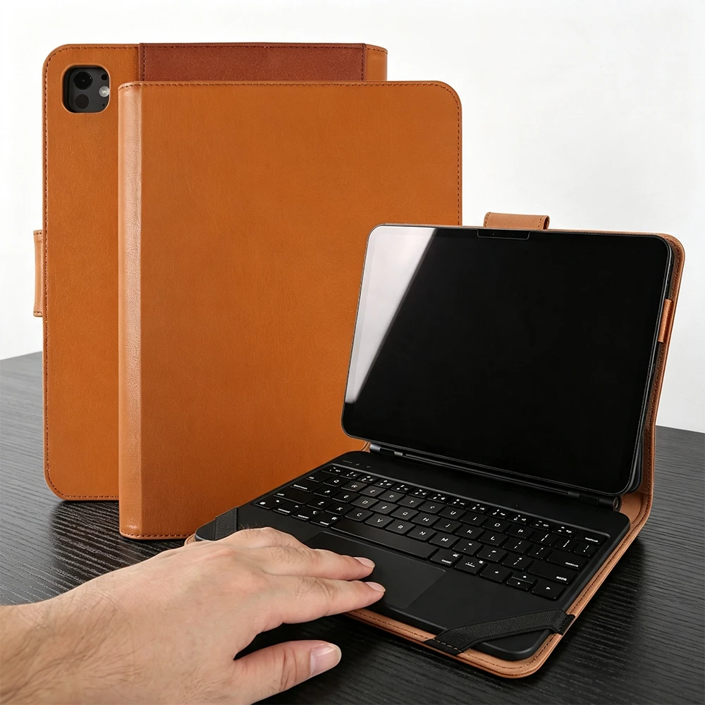 Leather Keyboard Case For iPad Air 13 11 4 5 Pro 13 11 Pro13 Pro11 Air13 Air11 2024 2025 Multifunctional Protective Cover Shell