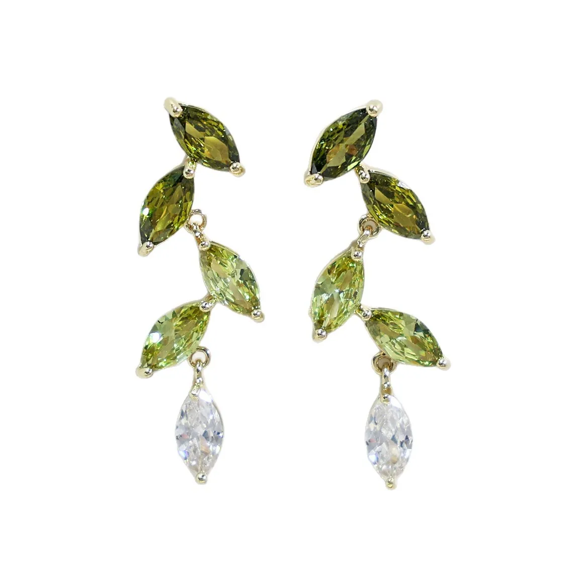 New Fashion Mori Small Fresh Olive Green Gradual Change Leaf Earrings Niche Design Sense Personality Exquisite Women's Earrings