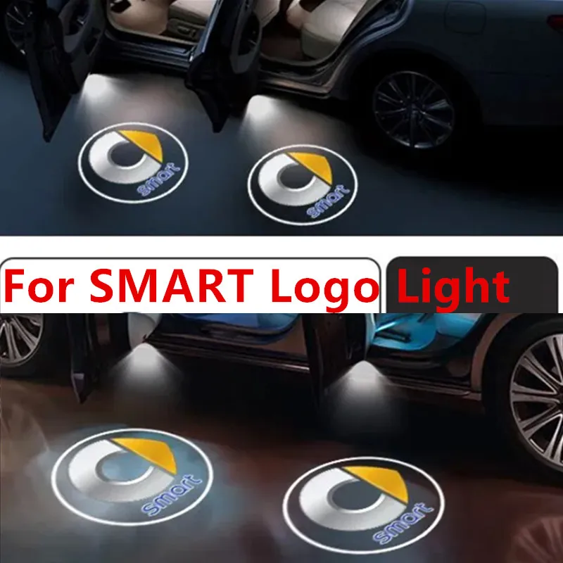 2pcs For Smart Fortwo Forfour 453 451 450 Crossblade City Logo Car HD Projector Lamp LED Auto Door Welcome Light Accessories