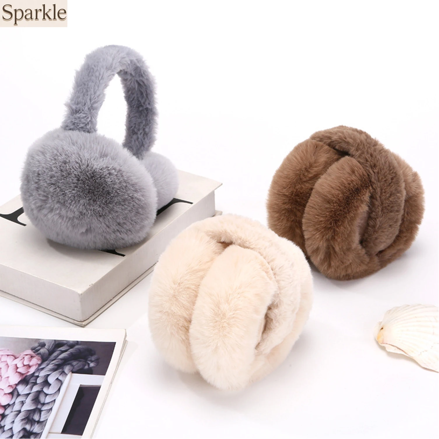 Cute Bowknot Faux Fur Earmuffs for Girls Warm Fluffy Winter Ear Warmers Sweet Fashion Accessory