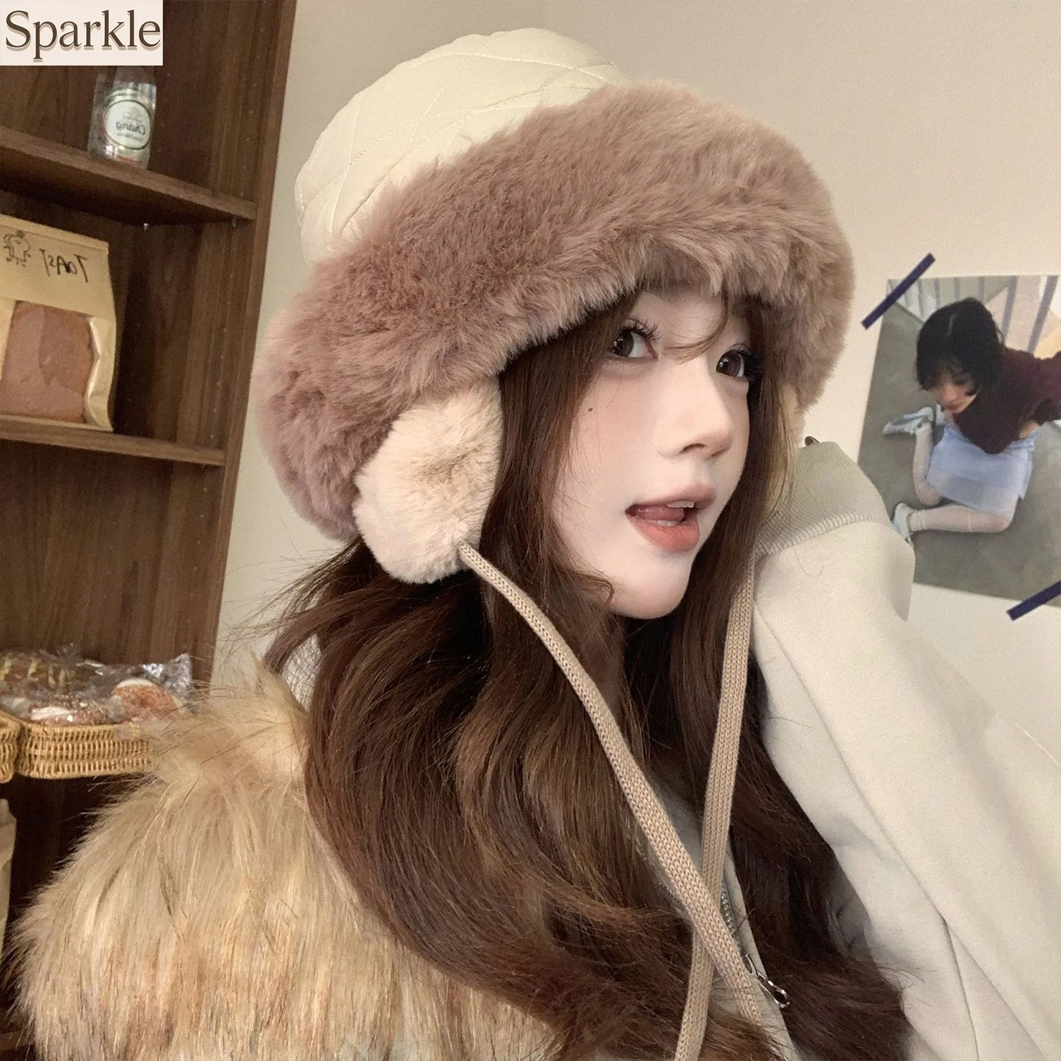 Women's Winter Quilted Faux Fur Bucket Hat Ear Flap Trapper Warm Cold Weather Fashion Headwear