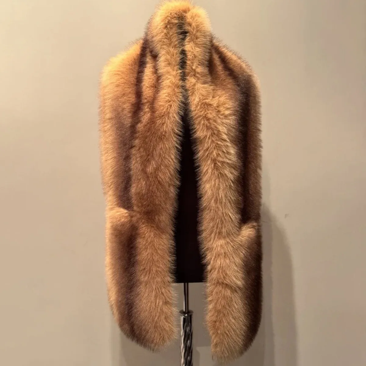 IG Factory real photo Brand Fashion Faux Fur Scarf for Woman Winter Fluffy Striped Eco Neckerchief Luxury Shawl Scarves