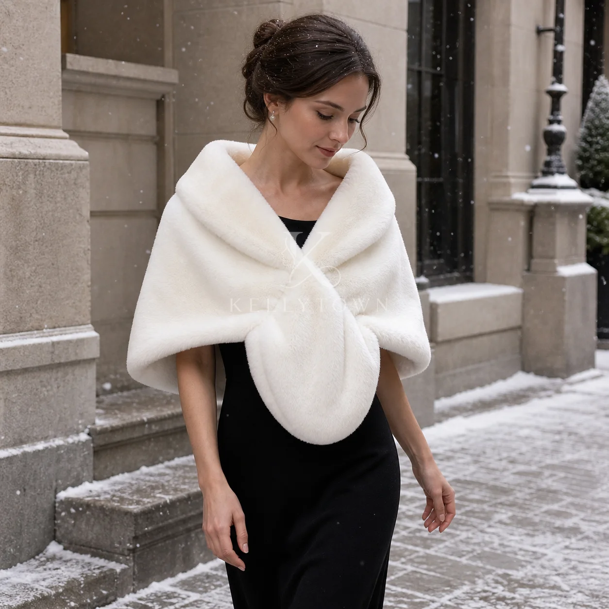 2026 New Faux Rabbit Fur Cape Poncho Women Scarf Collar Fluffy Shawl Autumn Winter Clothes Female Thick Warm Plush Wrap Luxury