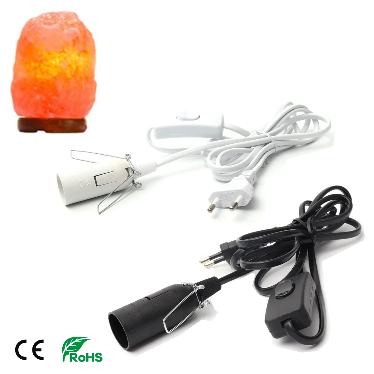 1.8mEU US Plug Power Cord Cable E14 Socket Lamp Base With Switch Wire For Salt Lamp Pendant LED Bulb Hang lamp Suspension Holder