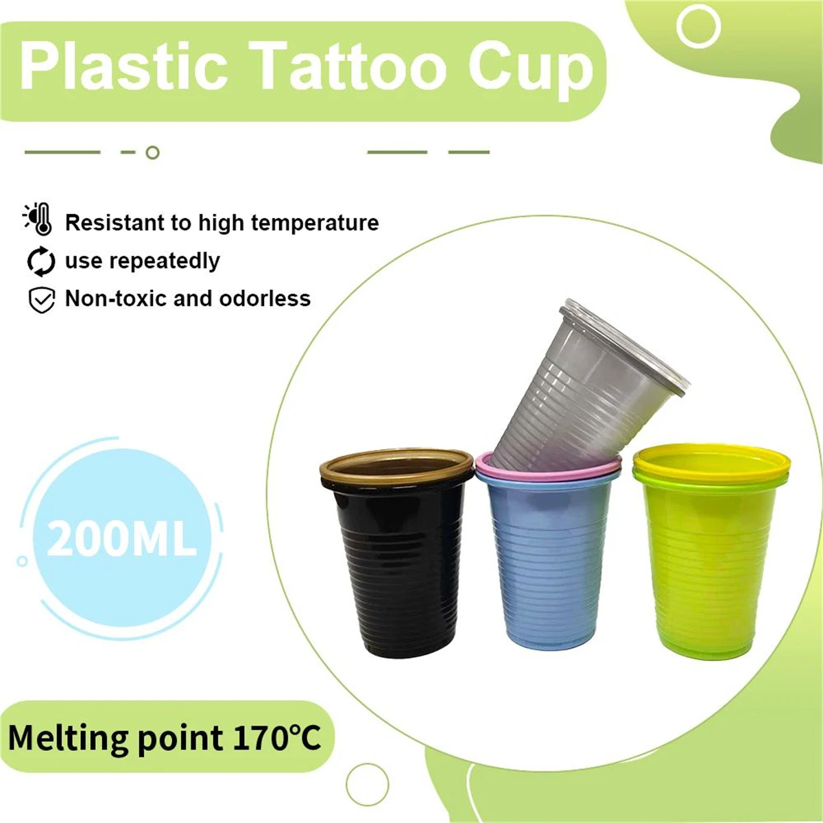 6.76oz 50Pcs Disposable Tattoo Plastic Water Cup Outdoor Picnic Birthday Party Tableware 200ml Plastic Cup Tattoo Work Supplies