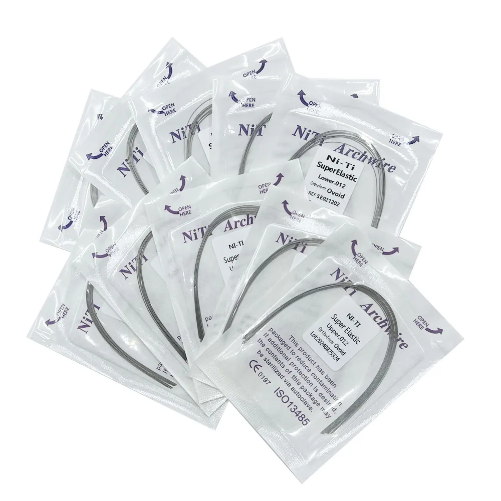 10 Pcs/Pack of Super Elastic Orthodontics NITI & Stainless Steel Natural Oval Archwires, Various Sizes Lower/Upper