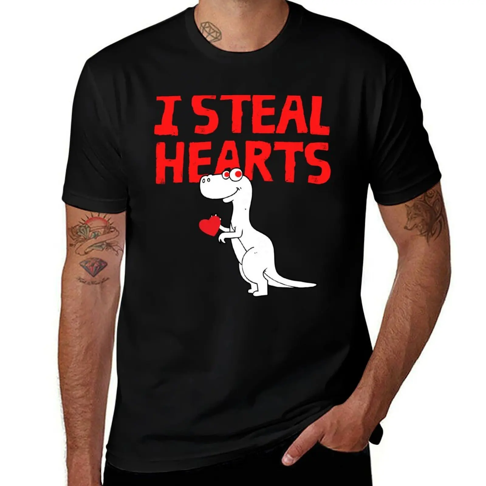 I Steal Hearts Trex Dino Cute Baby Boy Valentines Day Gift T-Shirt Festival Party Tee Top T-Shirt
