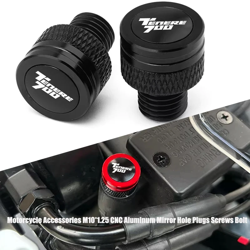 Motorcycle For YAMAHA Tenere 700 Tenere700 XTZ 700 XTZ700 T7 T700 1Pair CNC Aluminum Mirror Hole Plug Screw M10X1.25 Accessories