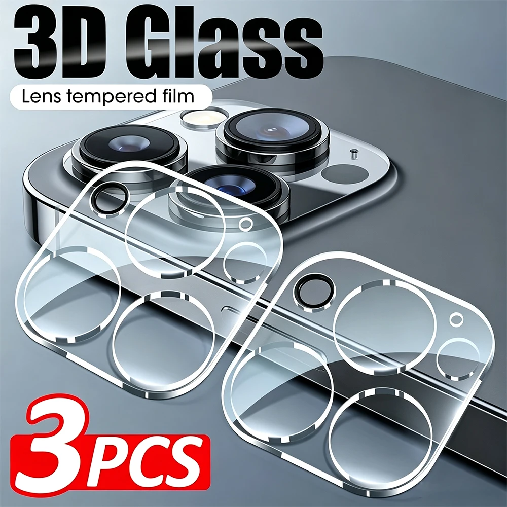 3PCS Crystal Clear Tempered Glass Camera Lens Protectors For iPhone 18 17 16 15 14 13 12 Pro Max Plus Full Coverage 9H Lens Flim