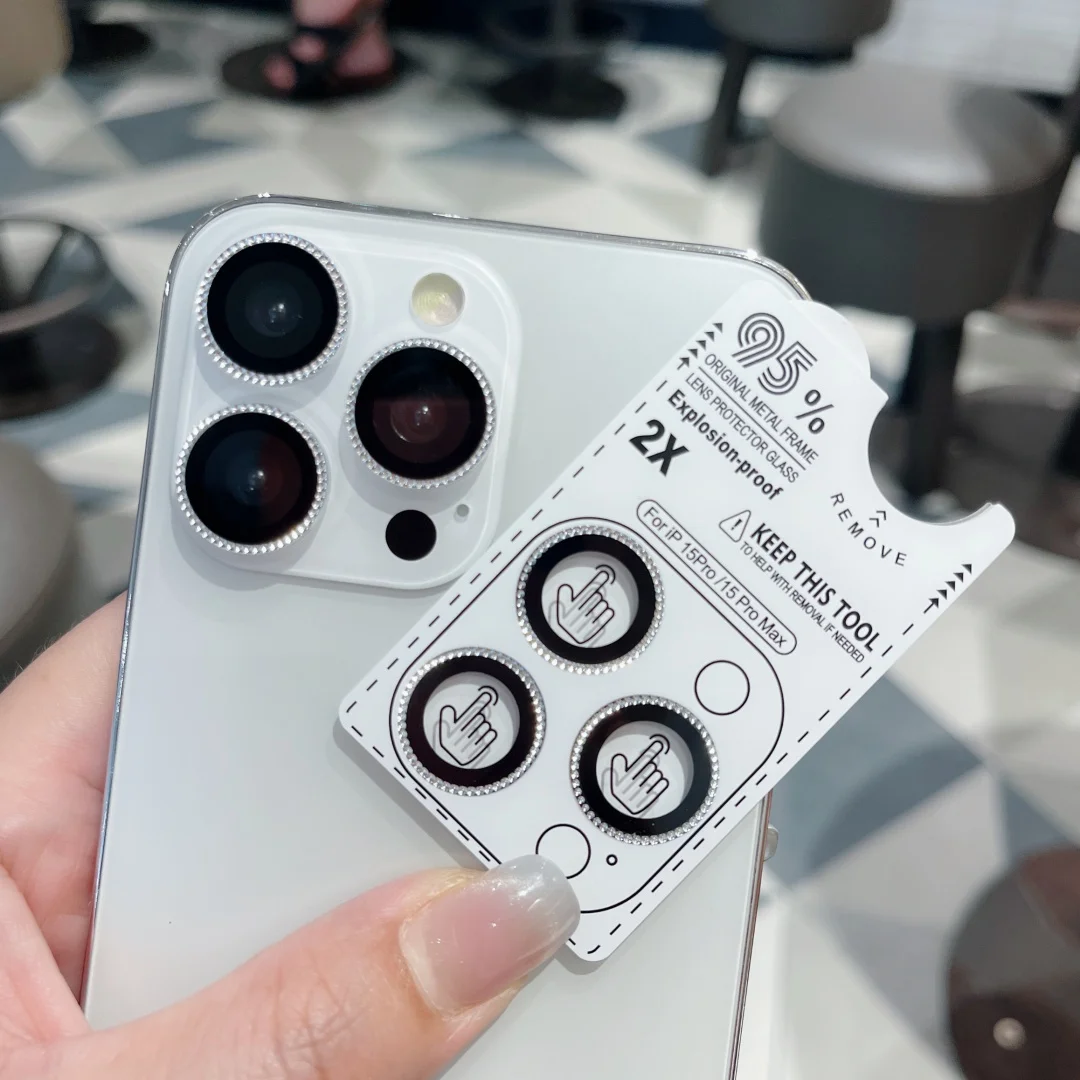For iPhone Air Diamond Camera Lens Accessories For iPhone 17 Pro Max 15 16 Pro Tempering Glass Camera Protector Glass
