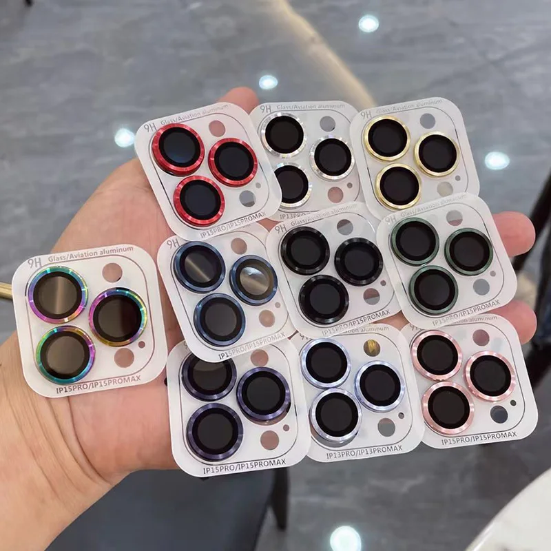 Tempered Glass Camera Lens Protector For iPhone 16 17 Pro 15 13 14 12 11 Pro Max Plus Air 12 13 Mini Metal Ring Lens Cover Cap