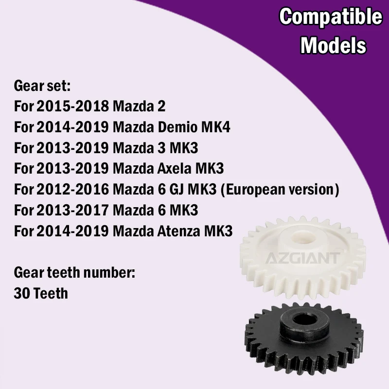 AZGIANT For Mazda 2/3 Axela 6 GJ(European) Atenza MK3/Demio MK4 Car Rearview mirror folding inner 30T gear set Easy to install