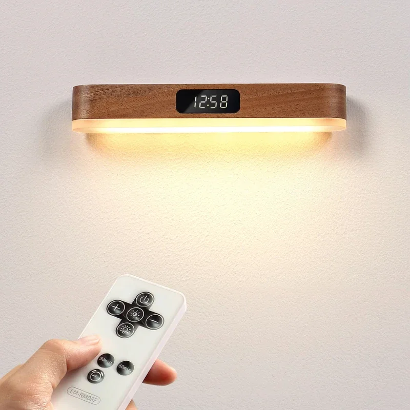 New LED Magnetic Modern LED Wall Clock Light - Remote Dimmable, USB Rechargeable, Magnetic Mount for Home & Office