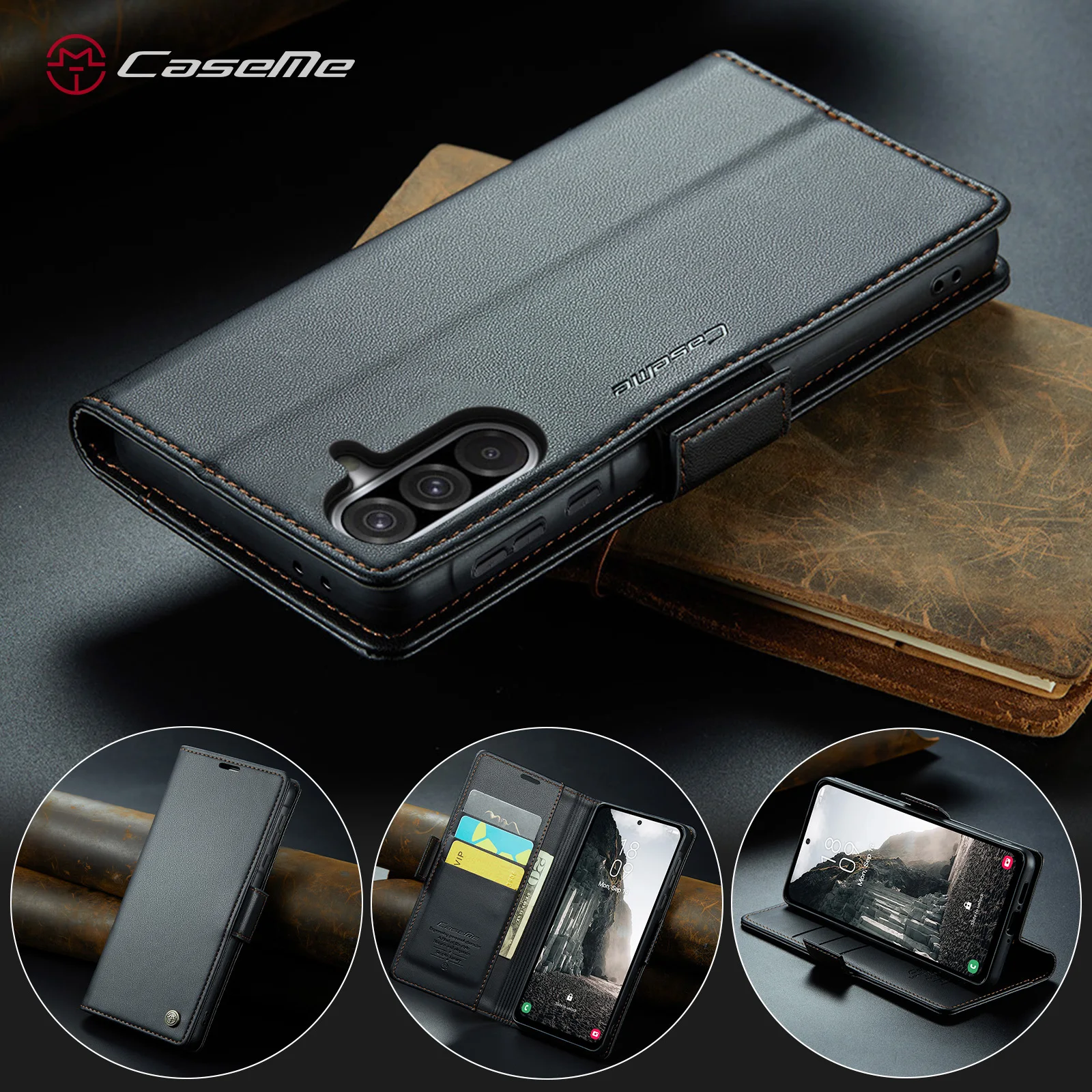 Caseme-023 A17 For Samsung Galaxy A12 A13 A14 A15 A16 A22 A23 A24 A25 A26 A30 A32 A33 A34 A53 A54 A55 A56 Card Wallet Case Cover