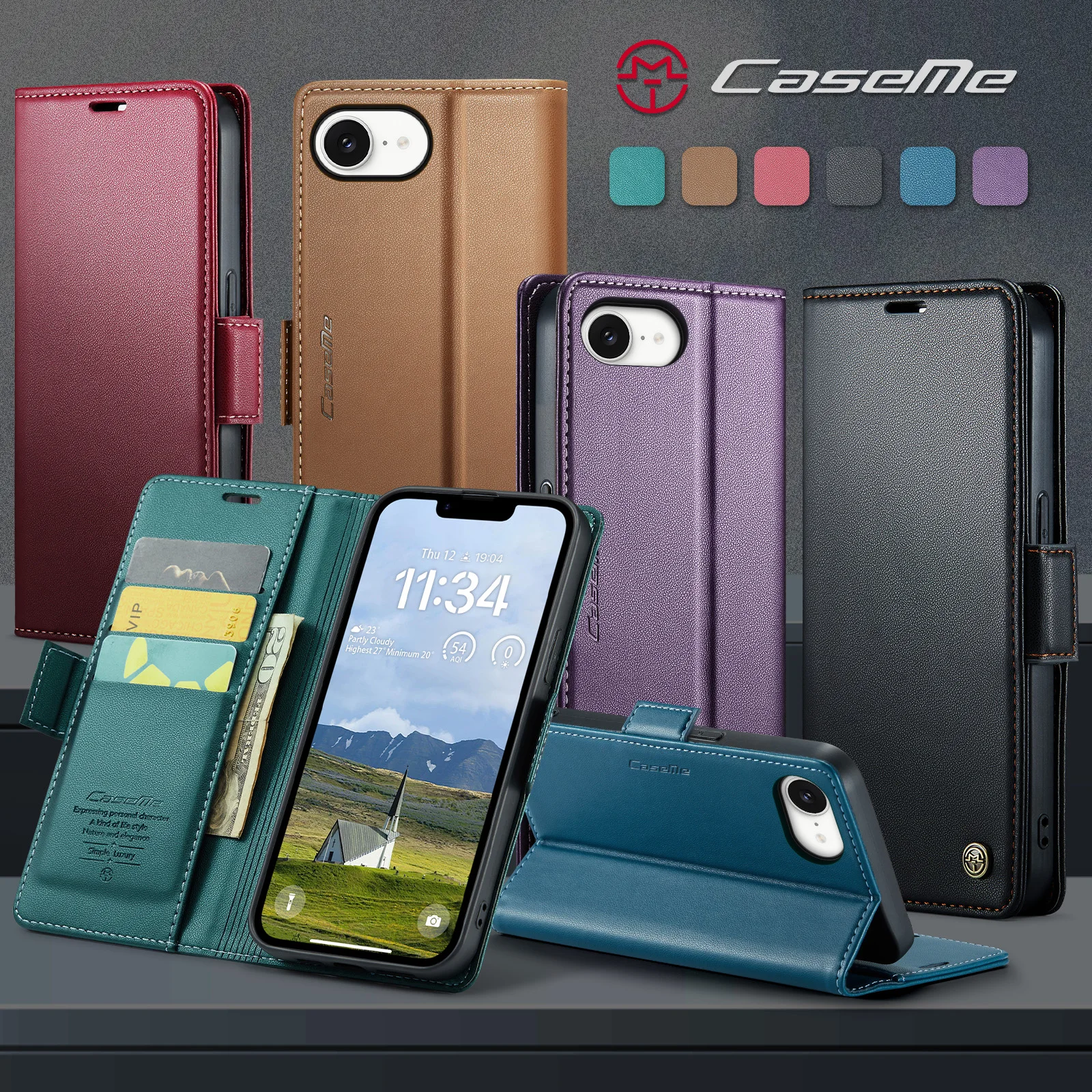 CaseMe-023 For Samsung Galaxy S25 Ultra S24 S23 S22 S21 Magnetic Side Buckle Flip PU Leather Wallet Case Card Slot Holder Cover