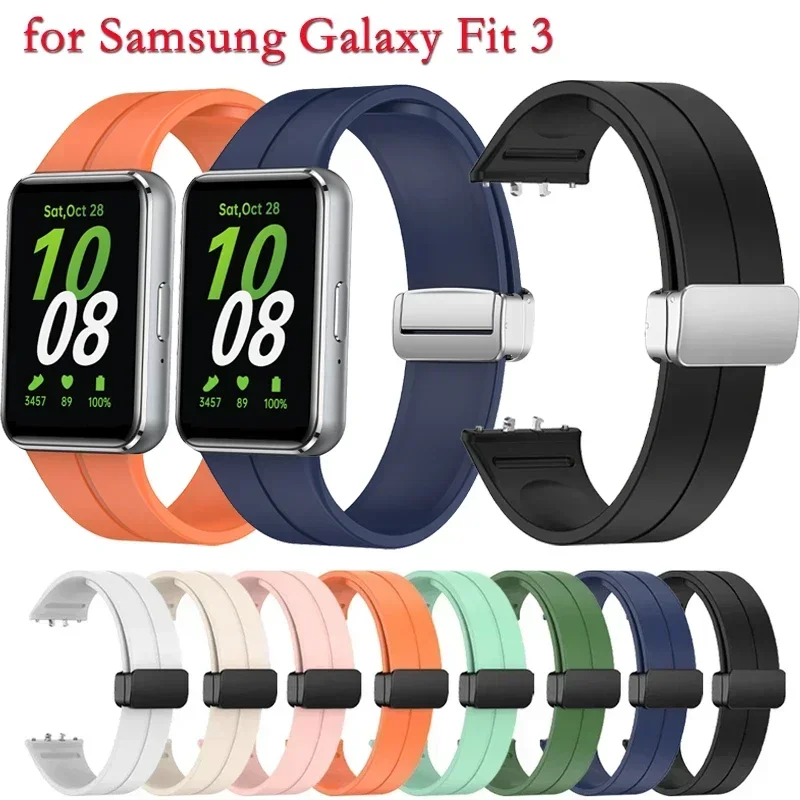 Silicone Strap For Samsung Galaxy Fit 3 R390 Smart watch Magnetic Sports Bracelet For Samsung Galaxy Fit3 Wrist Band Accessories