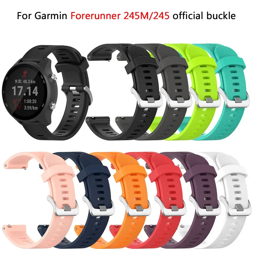 20mm  Silicone Strap For Garmin Forerunner 245 245m 645 Music Vivomove 3 HR Venu/Venu SQ Sport Smart Watch Watchband Bracelet