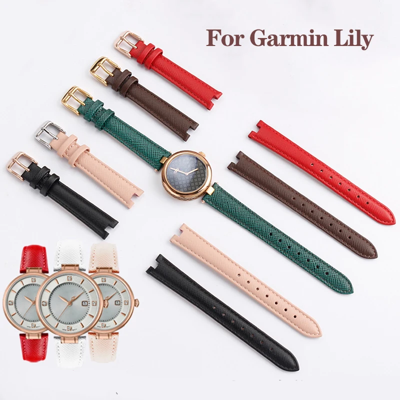 14*6mm New Genuine Cow Leather Watch Band For Garmin Lily Smart Sports Watchband Women Fashion Soft Breathable Strap Bracelet
