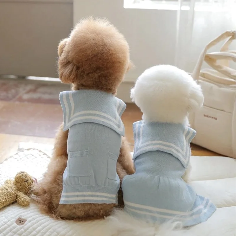 Fashion Pet Dog Knitted Sweater Cute Puppy Dresses Teddy Bear Pomeranian For Small Dog Warm Winter Cat Dog Christmas Clothes