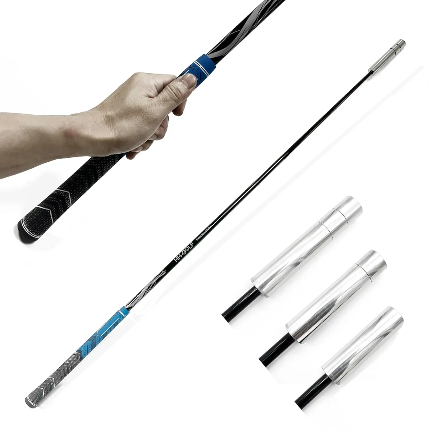 HH-GOLF® Midsize grip Adjustable Weights Golf Swing Speed Training club stick, Overspeed Golf Training Aid for Distance, Tempo,