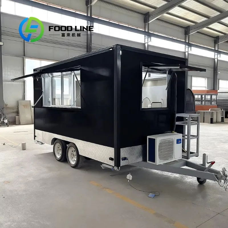 Customized Mobile Kitchen Outdoor Square Food Trailer Full Kitchen Fast Food Snack Truck Camper Van