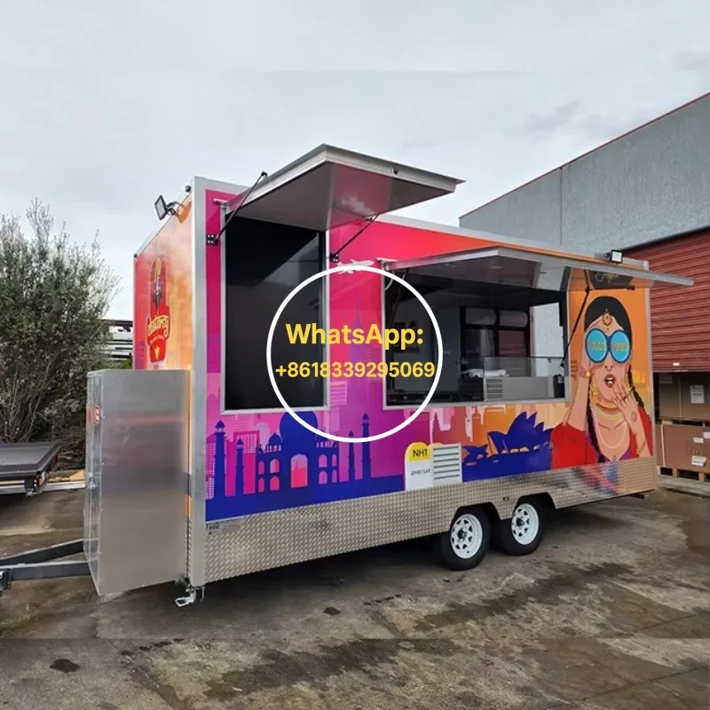 Heavy Duty Commercial Food Truck Fully Equipped Mobile Catering Trailer Cooking Appliances For Outdoor Events Street Business