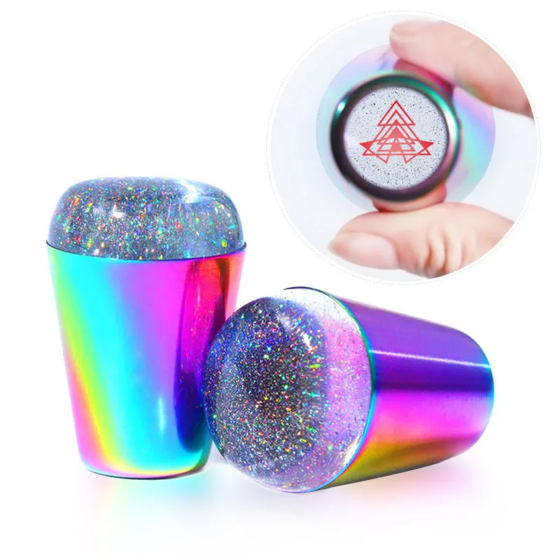 1PCs Handle Transparent Nail Stamper for Stamping Plate Silicone Laser Clear Stamper Head Nail Art Stamp Template Tools T0185