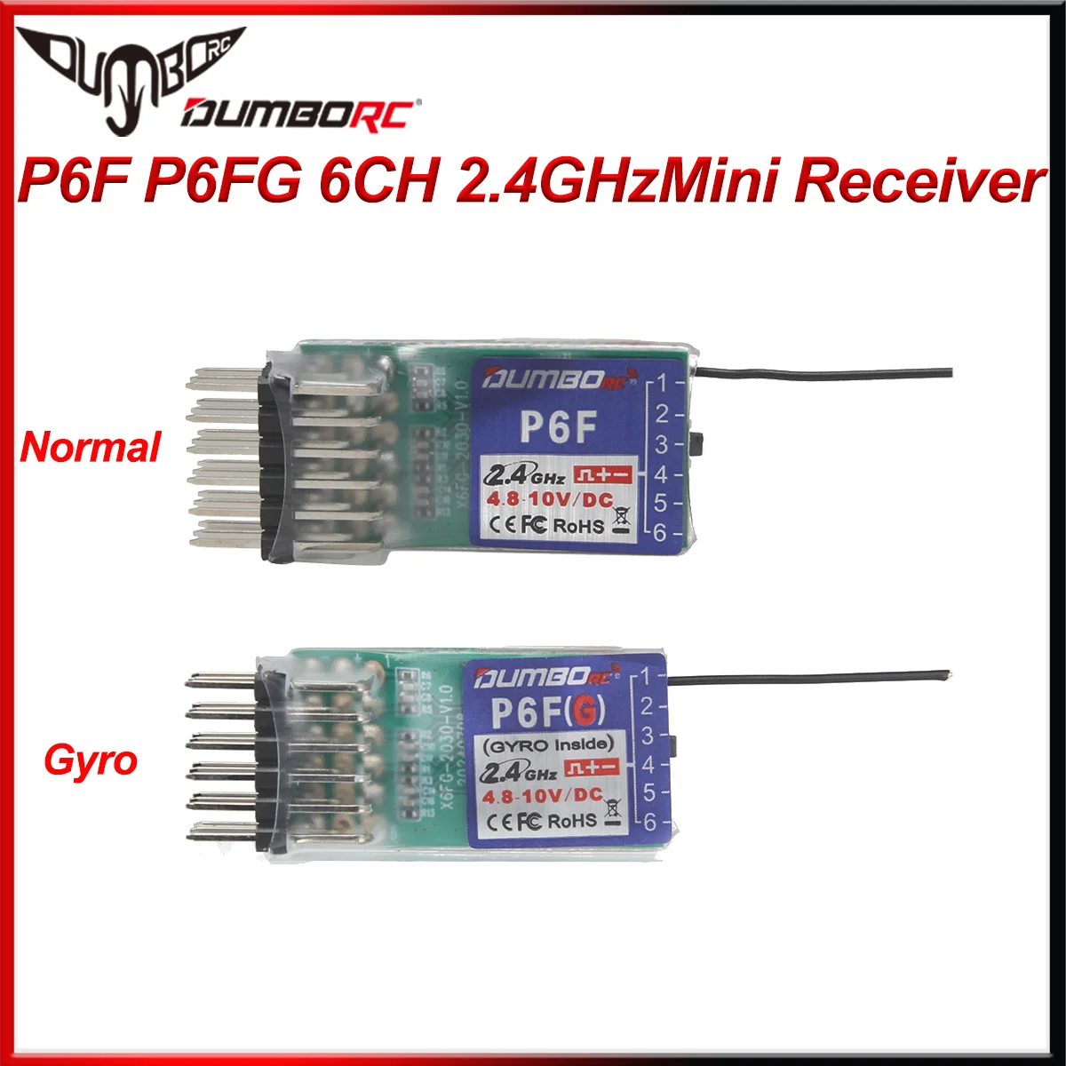 DUMBORC P6F P6FG 6CH 2.4GHz Mini Receiver With/Without Gyro for X6 Transmitter Remote Control RC WLtoys K969 1:28 Mosquito Cart