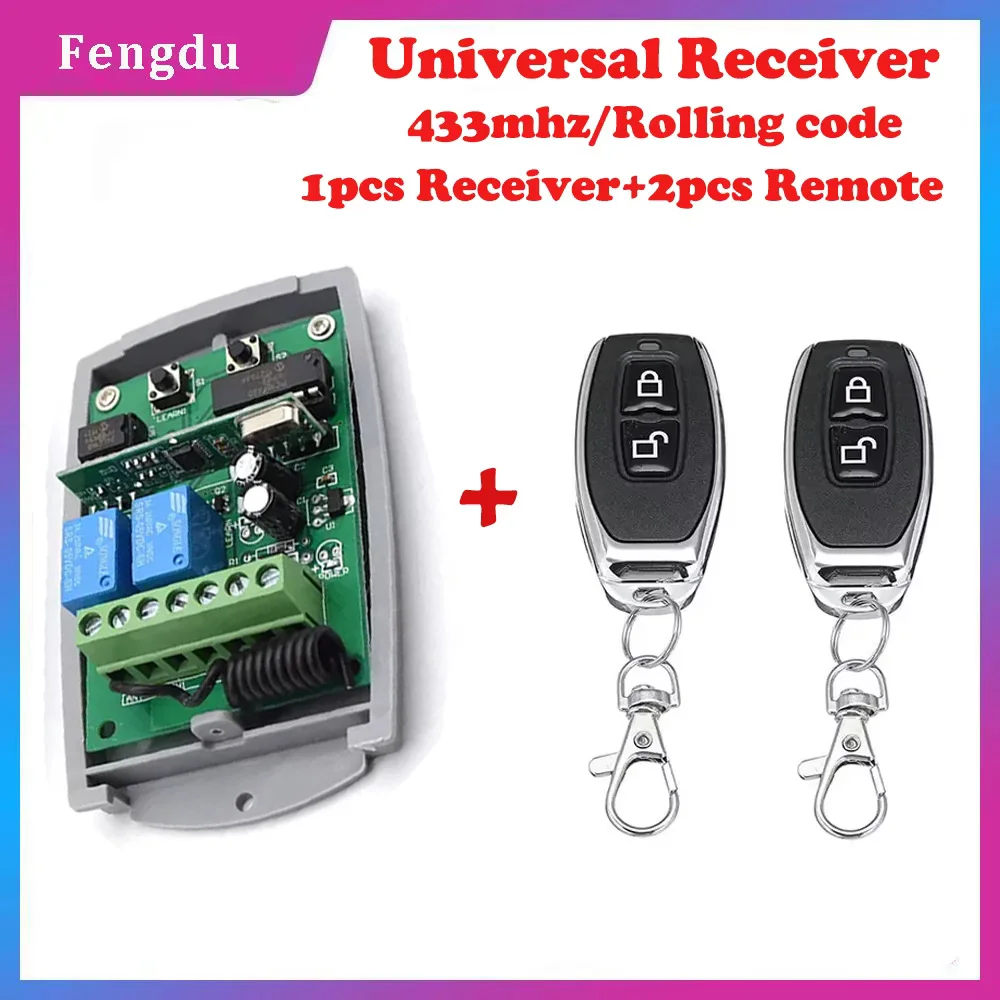 DC12V/24V 433MHz Remote Control Receiver with Rolling Code HCS301 Open Code Remote Control Garage Gate